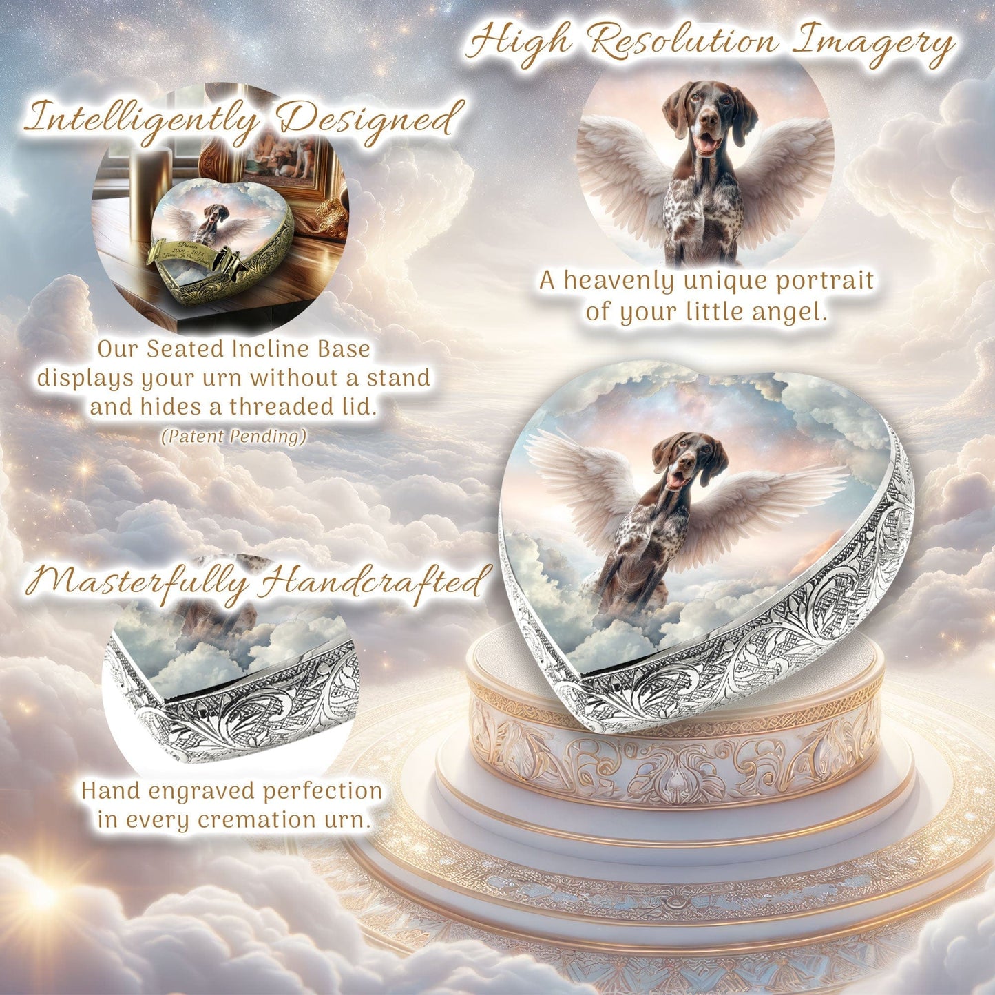 German Shorthaired Pointer Dog Urn - Angel's Embrace Urn for Dog Ashes